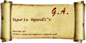 Gyuris Agenór névjegykártya